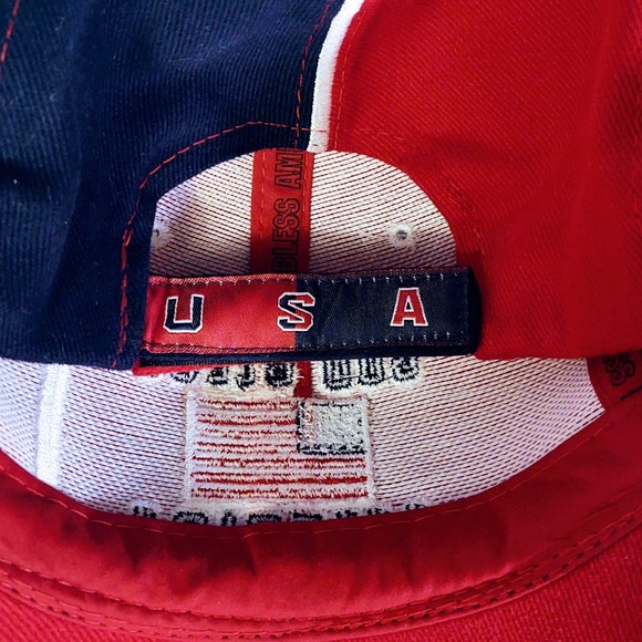 VINTAGE WITH TAGS GOD BLESS AMERICA USA AMERICAN FLAG 9/11 HAT COLOSSEUM OSFA - Picture 7 of 11